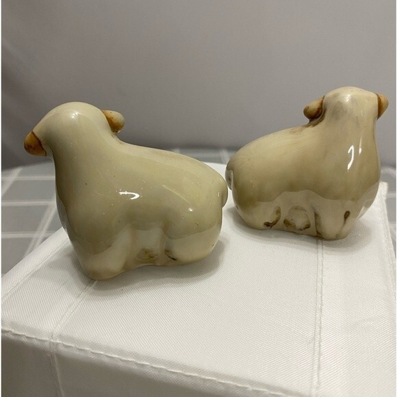 Whimsical Small Pottery Sheep Figurines Ewe Lamb Farmhouse Farm Animal Barnyard - Picture 6 of 8